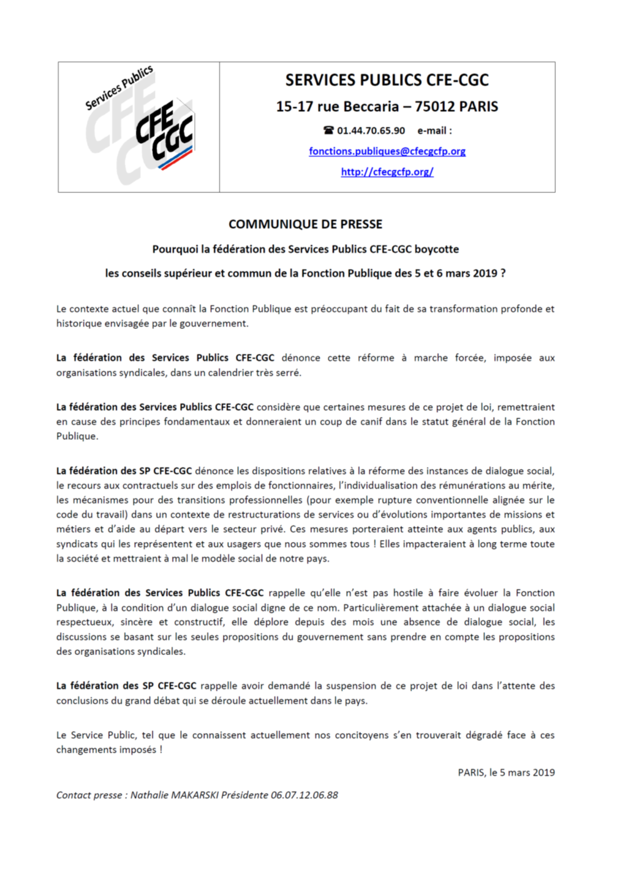 2019 03 05 communique presse Fede