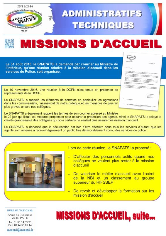 Missions accueil