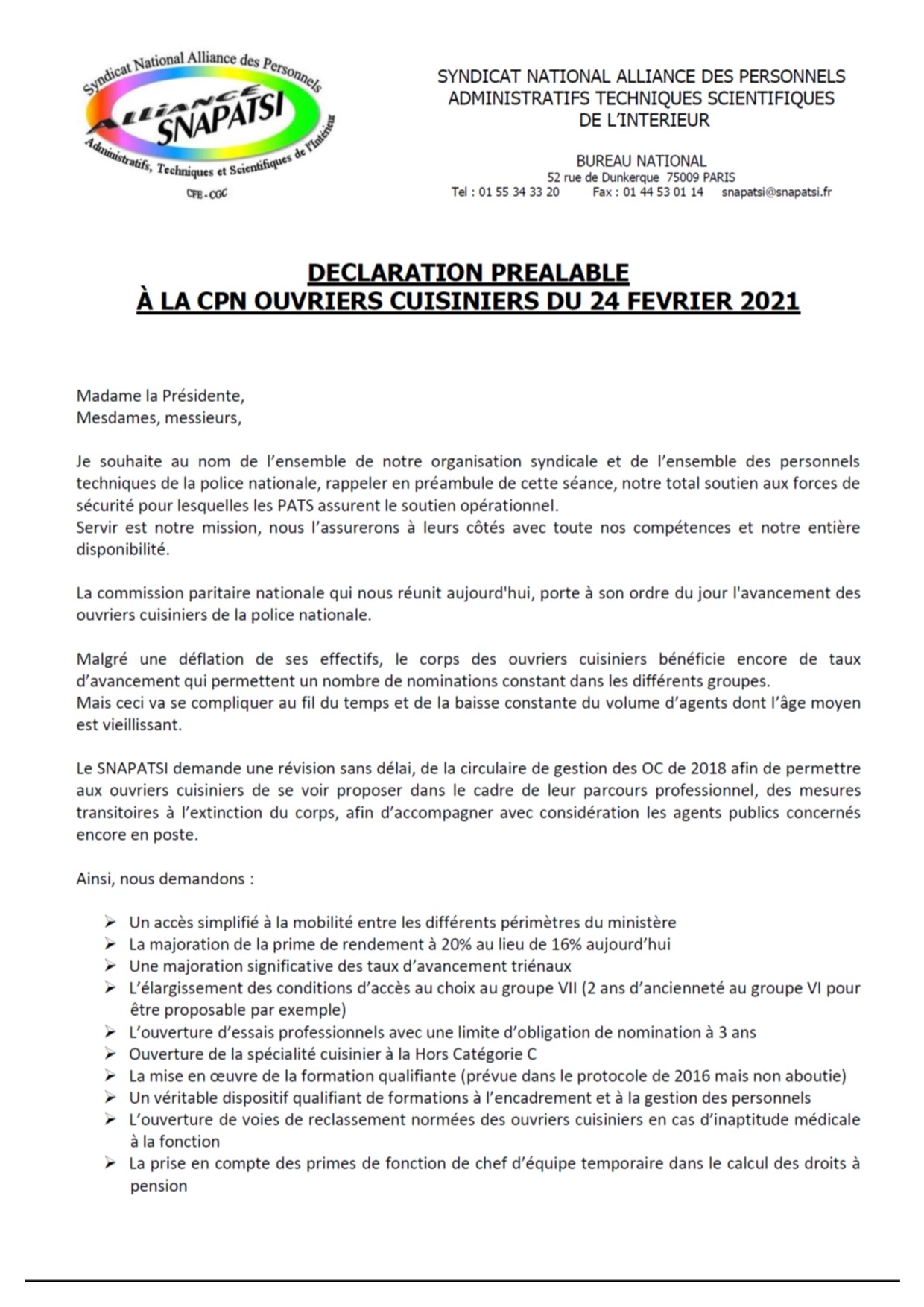 Déclaration préalable à la CPN OC du 24 02 2021 partie 1