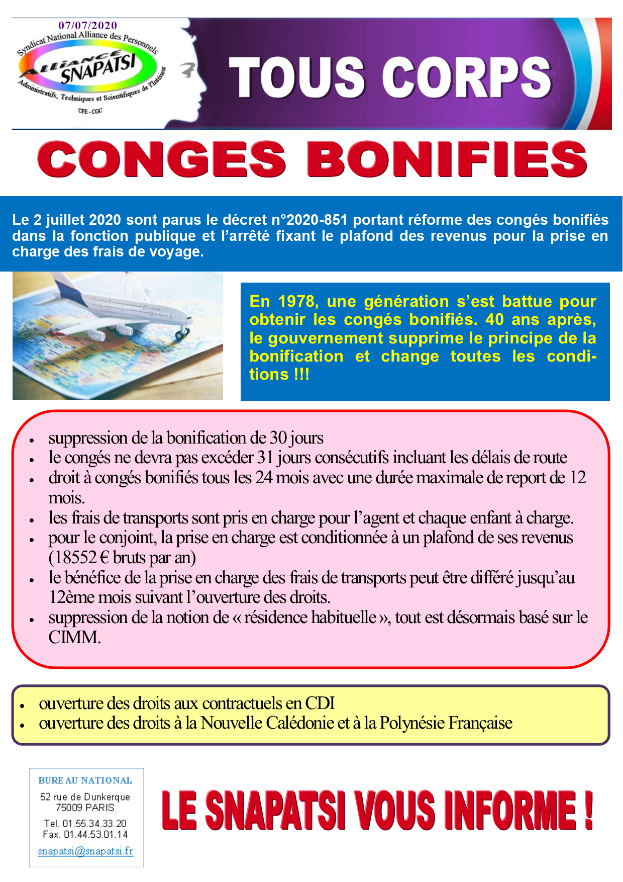 Tract conges bonifies 07072020
