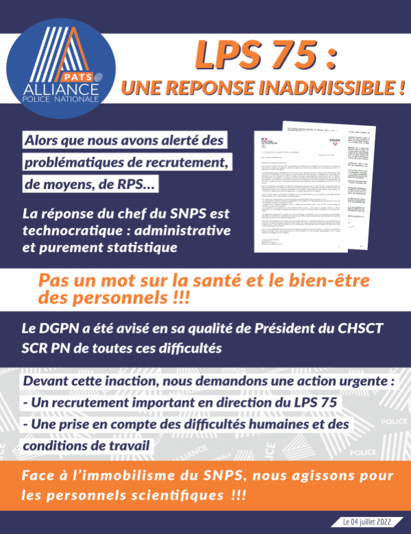LPS 75 : UNE REPONSE INADMISSIBLE !