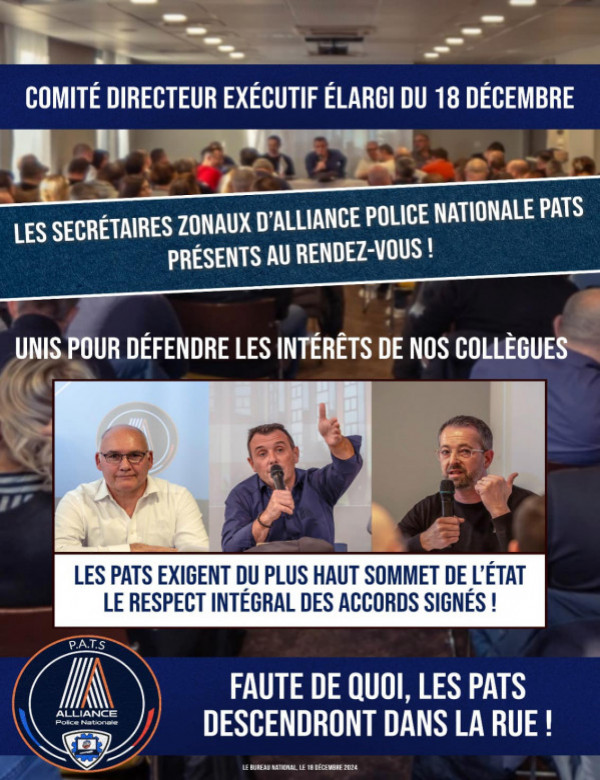 comité directeur exécutif élargi 18/12 zonaux PATS présents au RDV !