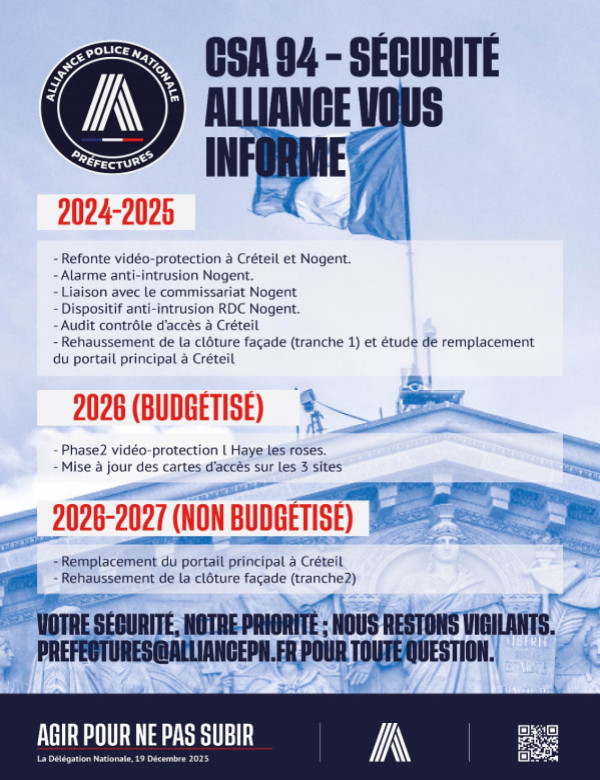 CSA 94 SECURITE ALLIANCE VOUS INFORME