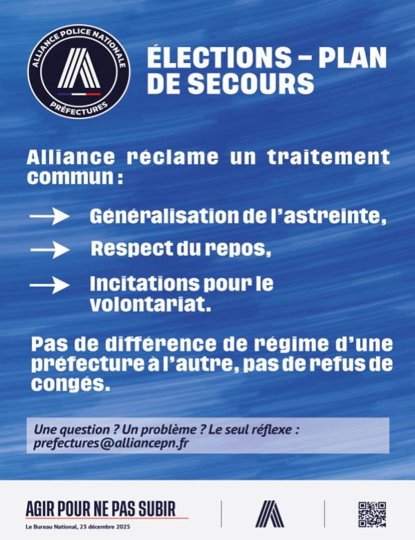 ELECTIONS - PLAN DE SECOURS